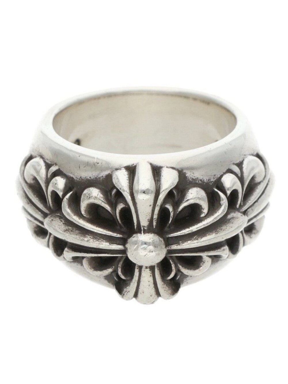 Chrome Hearts Classic Dbl Flrl Cross Double Floral Silver Ring